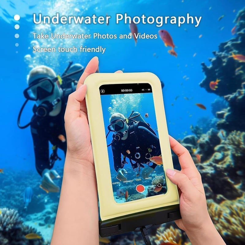 Foweroty Floatable Soap Bubble Waterproof Phone Pouch/Case with Crossbody Lanyard for iPhone 17 16 Pro Max/15 Pro/14/13/12, IP68 Cellphone Dry Bag Beach Cruise Ship Essentials, 1 Pack-Creamy-7″ - Image 4